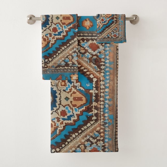 Beautiful Turkish Old Pattern Modern Collection Bath Towel Set (Insitu)
