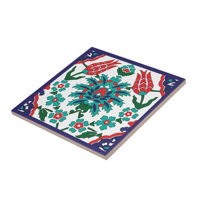 💙❤️💚 Beautiful Turkish tiles, blue background Tile (Side)