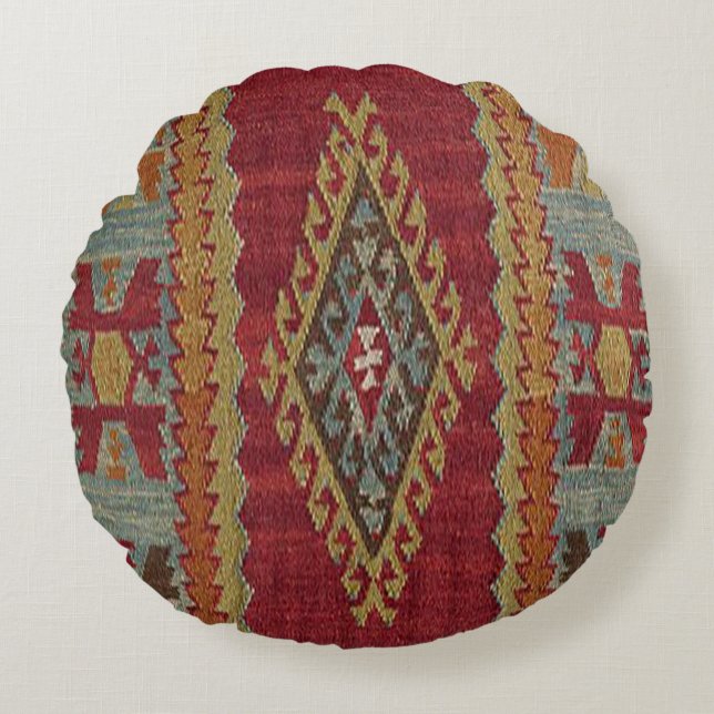 Beautiful Turkish traditional carpet    Round Pillow (Front)