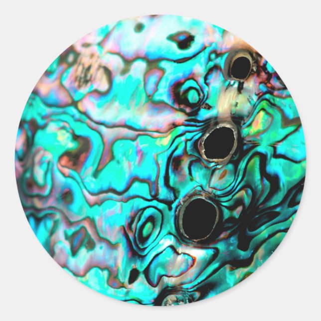 Beautiful turquoise abalone paua shell classic round sticker (Front)