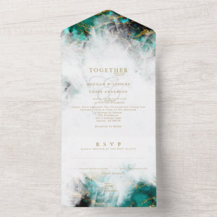 Beautiful Turquoise and Crystal Geode All In One Invitation