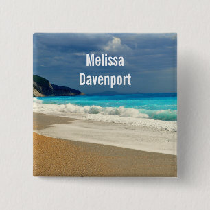 Beautiful Turquoise Blue Sea Tropical Photography 2 Inch Square Button