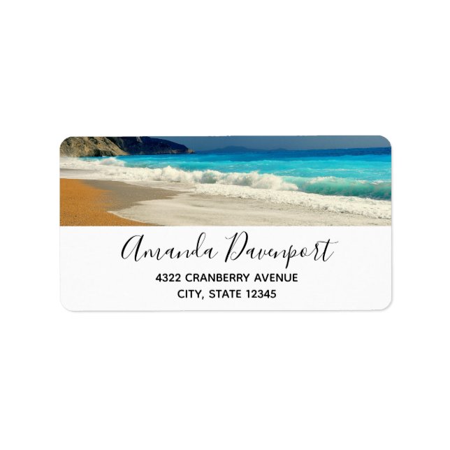 Beautiful Turquoise Blue Sea Tropical Photography Label (Front)