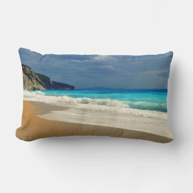 Beautiful Turquoise Blue Sea Tropical Photography Lumbar Pillow (Front)