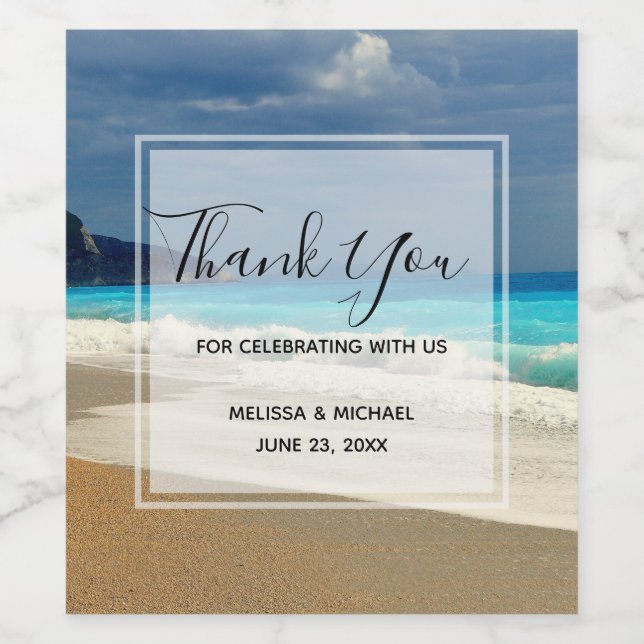 Beautiful Turquoise Blue Sea Tropical Photography Wine Label (Single Label)