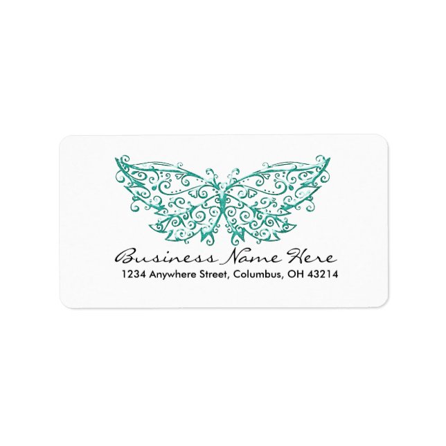 Beautiful Turquoise Butterfly Address Labels (Front)