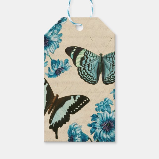 Beautiful turquoise butterfly gift tags (Front)