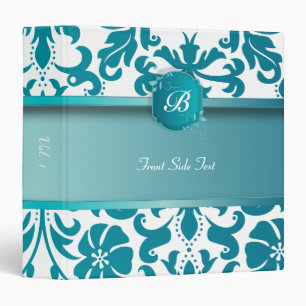Beautiful Turquoise Damask Personalize Binder