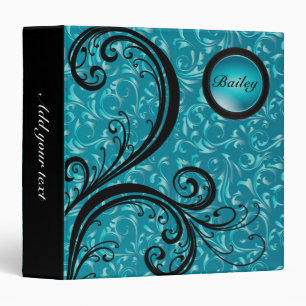Beautiful Turquoise Damask Personalize Binder