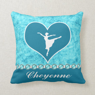 Beautiful Turquoise Dancer with Monogram Throw Pillow