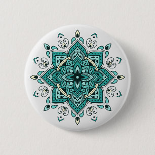 Beautiful turquoise mandala design 2 inch round button