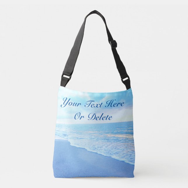 Beautiful Turquoise Personalized Beach Tote Bags (Front)
