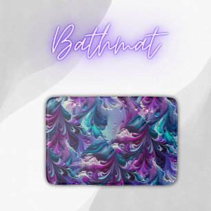 Beautiful Turquoise & Pink Abstract Pattern   Bath Mat