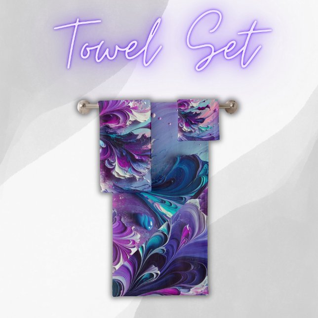 Beautiful Turquoise & Pink Abstract Pattern | Bath Towel Set (Creator Uploaded)