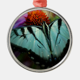 Beautiful Turquoise Swallowtail Butterfly Metal Ornament