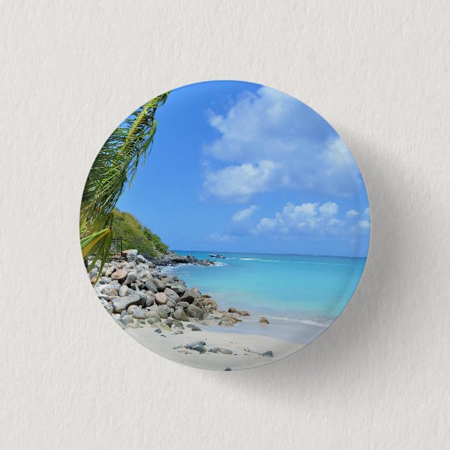 Beautiful Turquoise Tropical Beach 1 Inch Round Button (Front)