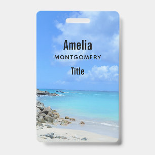 Beautiful Turquoise Tropical Beach Badge
