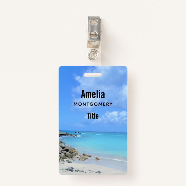 Beautiful Turquoise Tropical Beach Badge (Front with Clip)