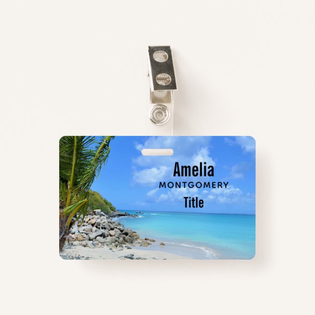 Beautiful Turquoise Tropical Beach Badge (Front with Clip)