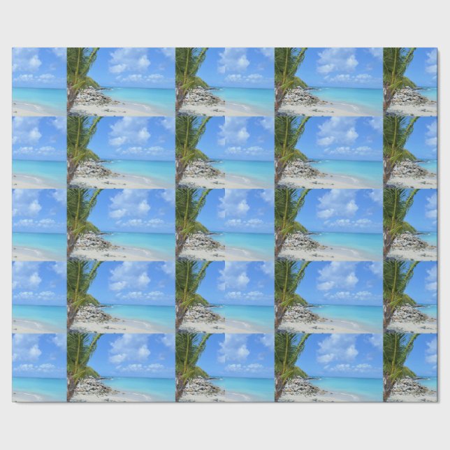 Beautiful Turquoise Tropical Beach Pattern Wrapping Paper (Seam)