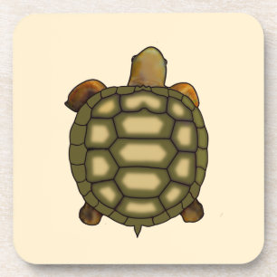 Beautiful Turtle on Light Champagne Beige Coaster