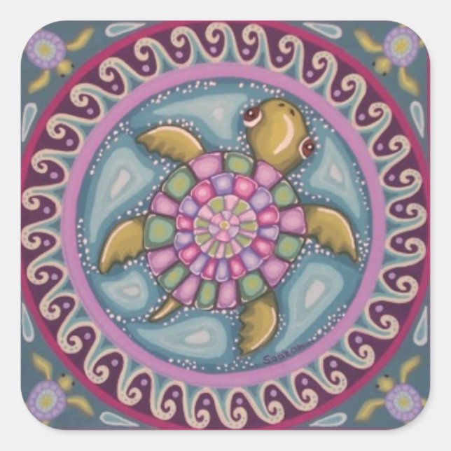 Beautiful turtle stickers by Soozie Wray (Front)