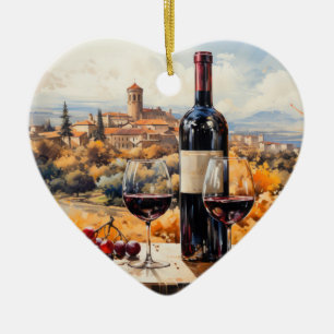 Beautiful Tuscan Painting Landscape Art Ceramic Ornament