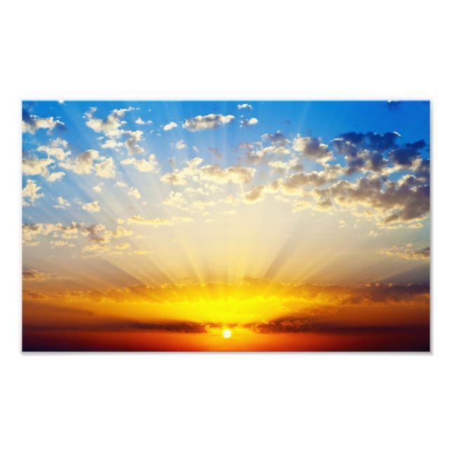 Beautiful Twilight Sunset With Lighted Clouds Photo Print (Front)