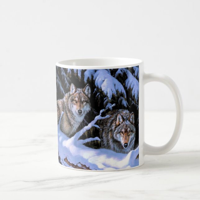 Beautiful Two Wolves Paintings Coffee Mug (Right)