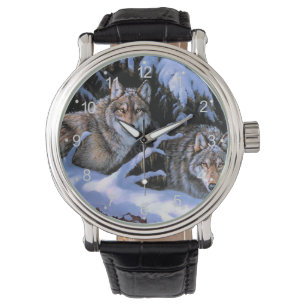 Beautiful Two Wolves Paintings Watch