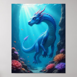 Beautiful Underwater Dragon Poster