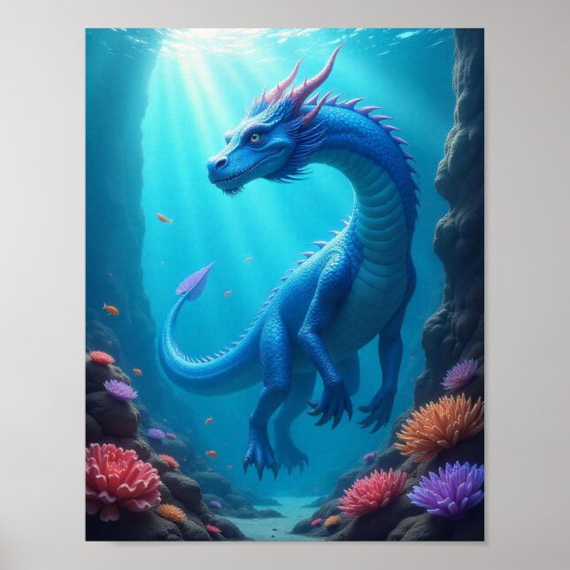 Beautiful Underwater Dragon Poster (Front)