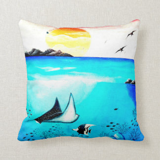 Beautiful Underwater Scene Painting Throw Pillow