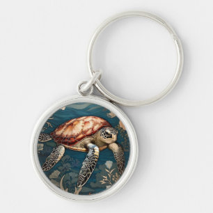 Beautiful Underwater Sea Turtle Keychain
