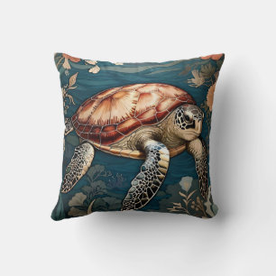 Beautiful Underwater Sea Turtle   Throw Pillow