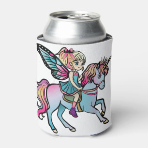 Beautiful unicorn accompanied with her fairy  1 can cooler
