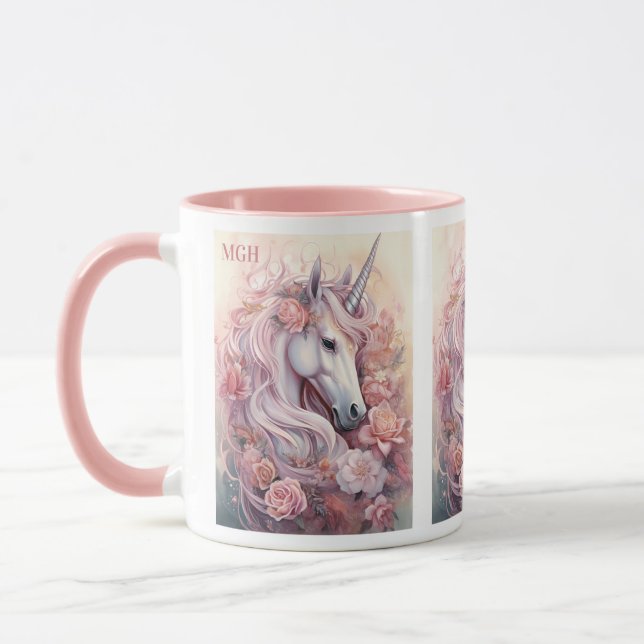 Beautiful Unicorn Custom Monogram Mug (Left)