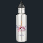Beautiful unicorn face floral watercolor design 710 ml water bottle<br><div class="desc">Beautiful fun colourful Unicorn face watercolor floral design. The perfect gift for the girl in your life with this beautiful watercolor unicorn illustration and space to personalize. Part of a collection.</div>