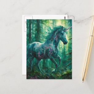 Beautiful Unicorn in a Forest Postcard