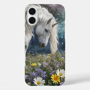 Beautiful Unicorn in Wildflowers Fantasy Phone iPhone 16 Plus Case