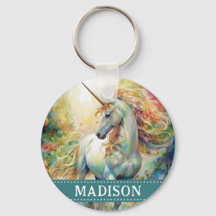 Beautiful Unicorn Keychain with Custom Name