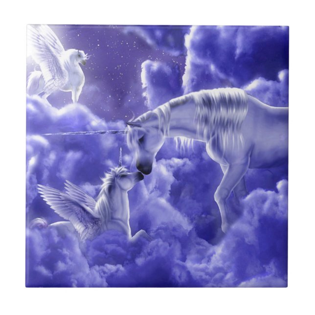 Beautiful Unicorn Mother and Daughter Tile (Front)