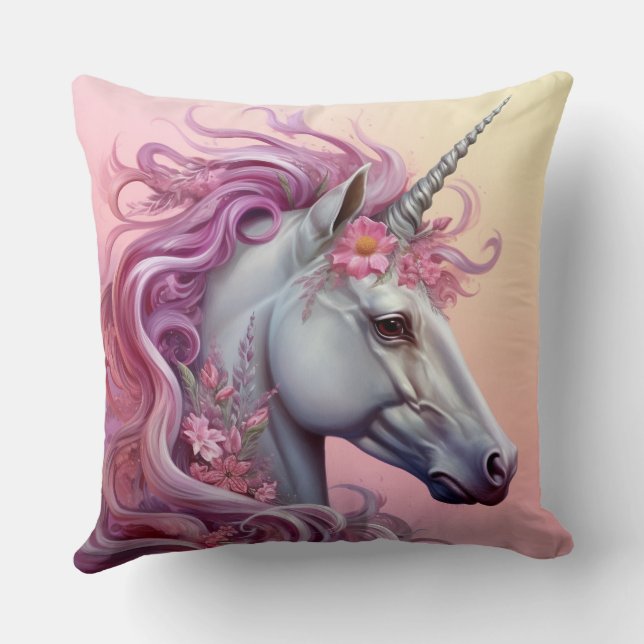 Beautiful Unicorn Throw Pillow (Back)