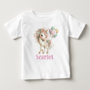 Beautiful Unicorn with Balloons Birthday T-Shirt