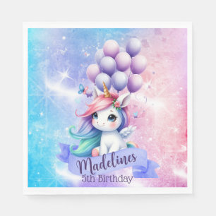 Beautiful Unicorn with Balloons Paper Napkins