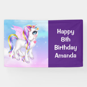 Beautiful Unicorn with Rainbow Colours Birthday Banner