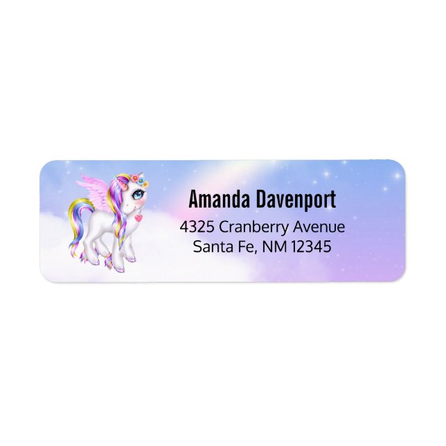 Beautiful Unicorn with Rainbow Mane & Tail (Front)