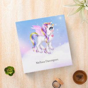 Beautiful Unicorn with Rainbow Mane & Tail Binder