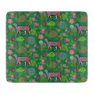 Beautiful Unique Colourful Floral Cat Cutting Board