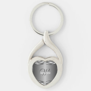 Beautiful Unique Geometric Silver Monogrammed Keychain